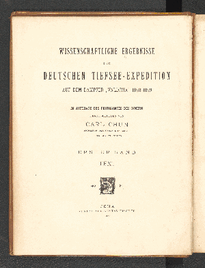 Vorschaubild von [Wissenschaftliche Ergebnisse der deutschen Tiefsee-Expedition auf dem Dampfer"Valdivia" 1898 - 1899]