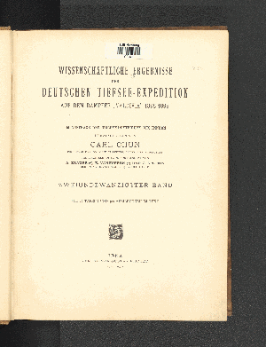 Vorschaubild von [Wissenschaftliche Ergebnisse der deutschen Tiefsee-Expedition auf dem Dampfer"Valdivia" 1898 - 1899]