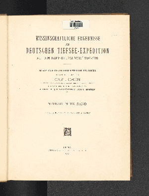 Vorschaubild von [Wissenschaftliche Ergebnisse der deutschen Tiefsee-Expedition auf dem Dampfer"Valdivia" 1898 - 1899]