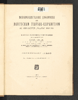 Vorschaubild von [Wissenschaftliche Ergebnisse der deutschen Tiefsee-Expedition auf dem Dampfer"Valdivia" 1898 - 1899]