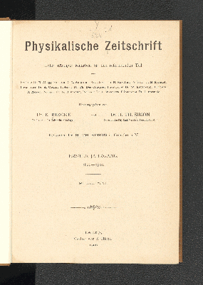 Vorschaubild von [Physikalische Zeitschrift]