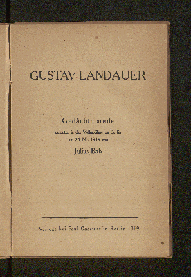 Vorschaubild von Gustav Landauer