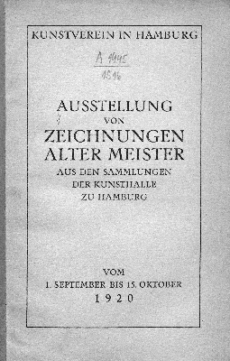 Vorschaubild von Ausstellung von Zeichnungen alter Meister aus den Sammlungen der Kunsthalle zu Hamburg