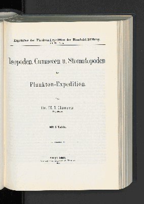 Vorschaubild von Isopoden, Cumaceen u. Stomatopoden der Plankton-Expedition