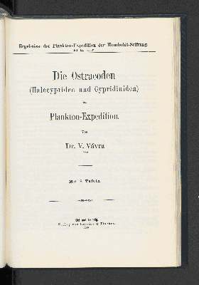 Vorschaubild von Die Ostracoden (Halocypriden und Cypridiniden) der Plankton-Expedition