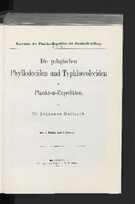 Vorschaubild von Die pelagischen Phyllodociden und Thyphloscoleciden der Plankton-Expedition